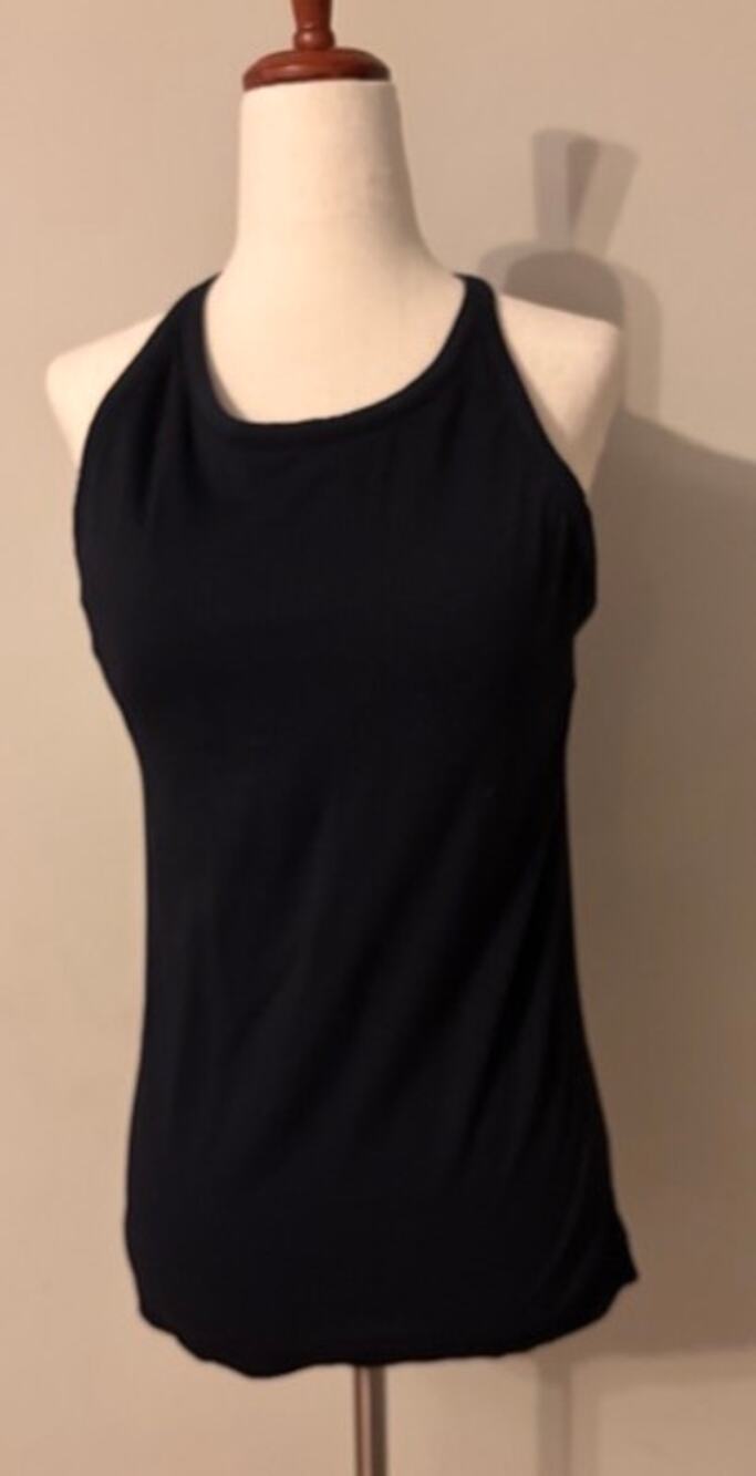 Zella Black Ribbed Tank Top Built In Bra Large